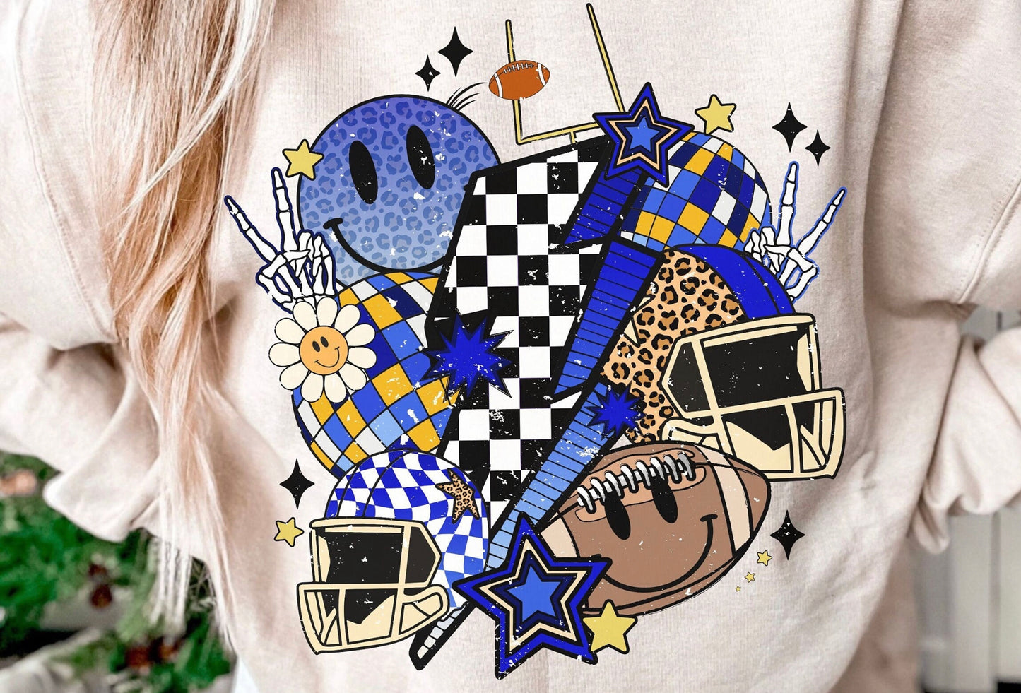 Football blue LB DTF Transfer Design