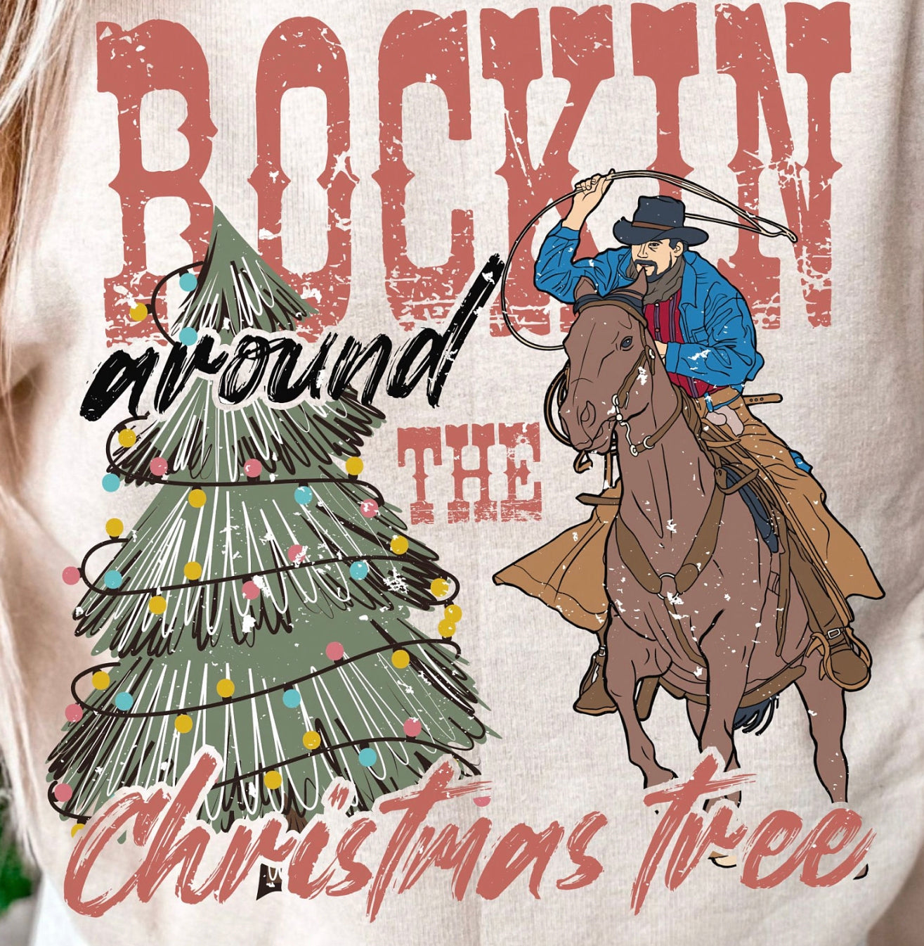Rockin Around the Christmas Tree Lasso DTF Transfer Design