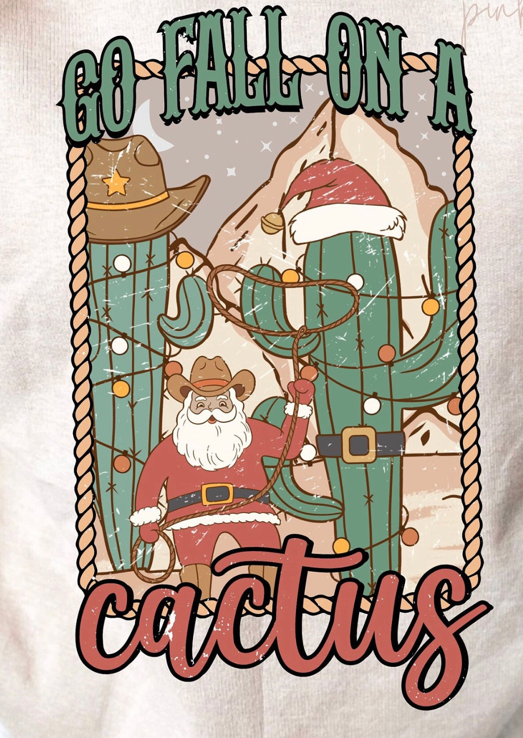 Go fall on a Cactus DTF Transfer Design ozan