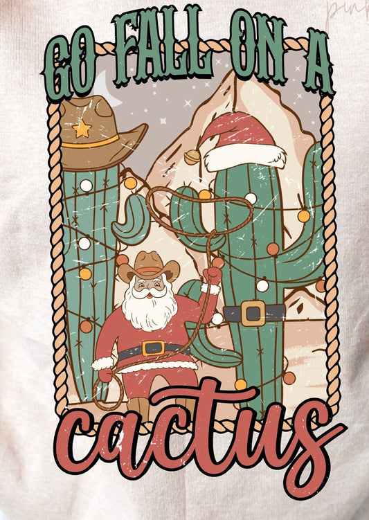 Go fall on a Cactus DTF Transfer Design ozan