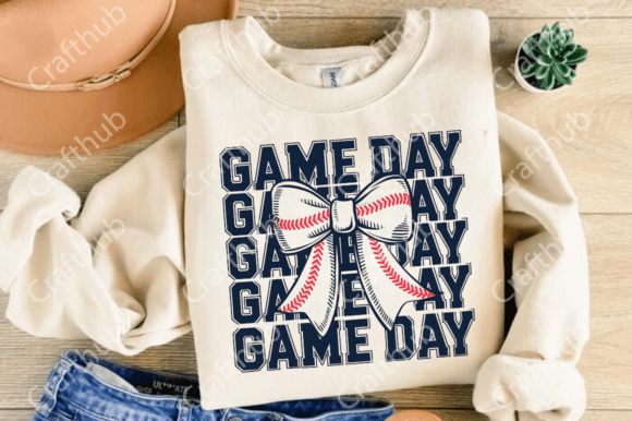 Game Day Baseball Bow DTF Transfer Design CF