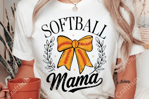 Softball Mama Coquette bow DTF Transfer Design CF