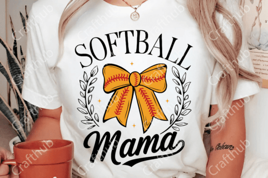Softball Mama Coquette bow DTF Transfer Design CF