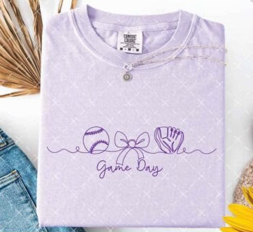 Baseball Game Day lineart DTF Transfer Design