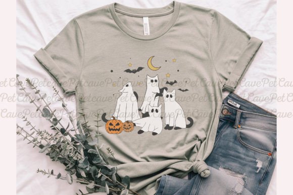 Ghost Cat Chilling DTF Transfer Design