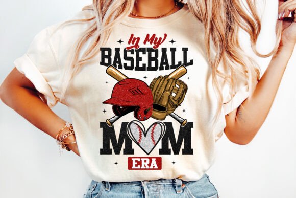 In my Baseball Mom Era Glitter DTF Transfer Design CF