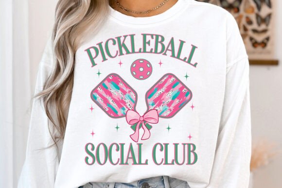 Pickleball Social Club Preppy Glitter DTF Transfer Design CF