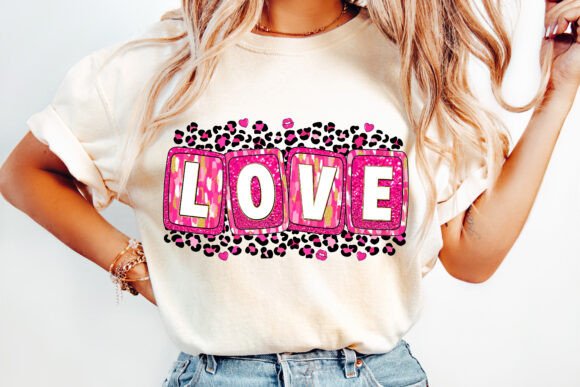 Love Pink Boxed Letters DTF Transfer Design CF