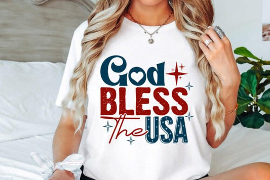 God bless the USA red and blue DTF Transfer Design CF