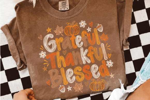 Grateful thankful blessed doodle DTF Transfer Design