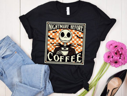 Nightmare before Coffee Jack Skeleton DTF Transfer Design