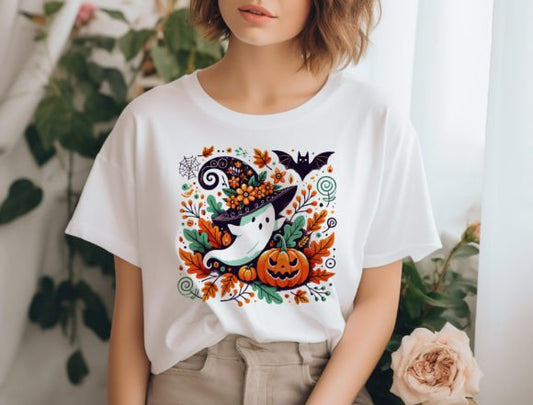 Halloween Spooky Ghost with hat DTF Transfer Design