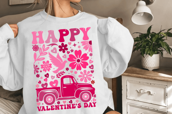 Happy Valentine's Day Pink DTF Transfer Design CF