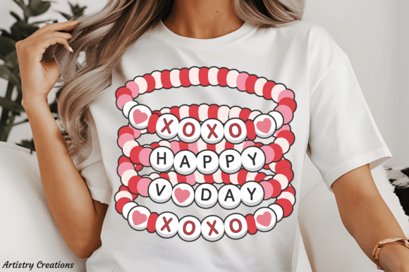 Happy Valentine's Day Friendship Bracelet DTF Transfer Design CF