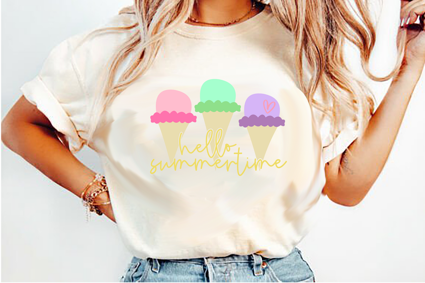 Hello Summertime Ice Cream DTF Transfer Design