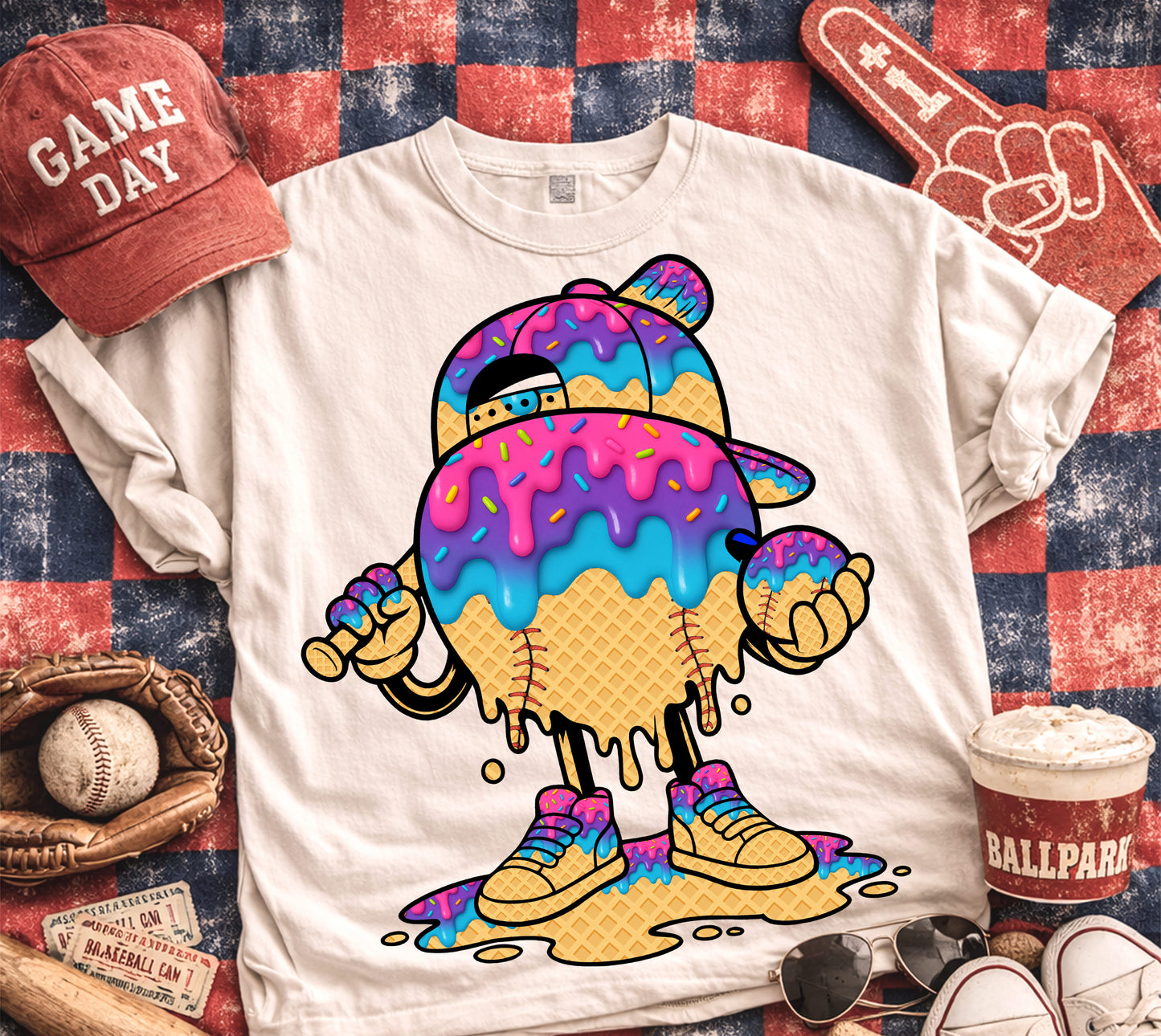 ICE DRIP baseball girl colors DTF Transfer Design