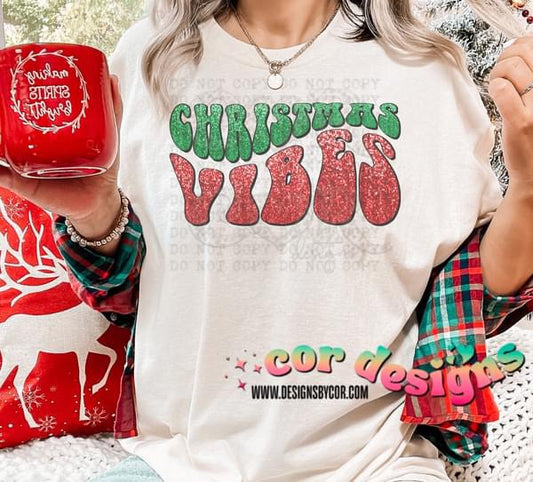 Christmas Vibes Wave DTF Transfer Design