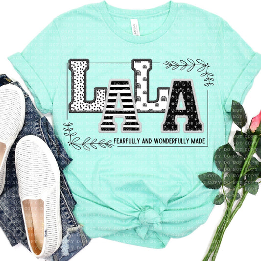 Lala Fearfully and Wonderfully Made DTF Transfer Design