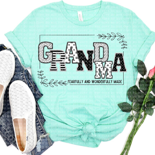 Grandma Fearfully and Wonderfully Made DTF Transfer Design
