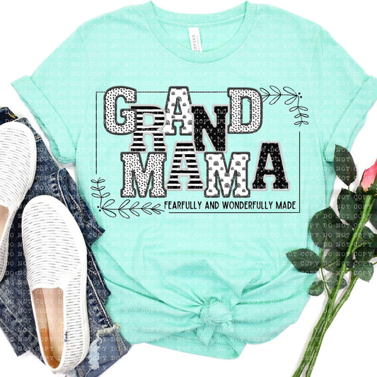 Grandmama Fearfully and Wonderfully Made DTF Transfer Design
