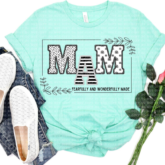Mam Fearfully and Wonderfully Made DTF Transfer Design
