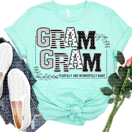 Gram Gram Fearfully and Wonderfully Made DTF Transfer Design