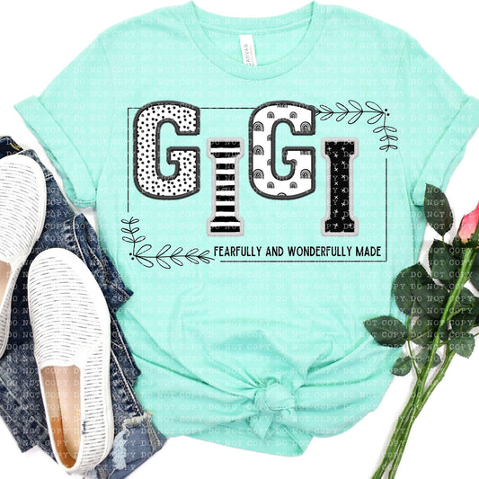 Gigi Fearfully and Wonderfully Made DTF Transfer Design