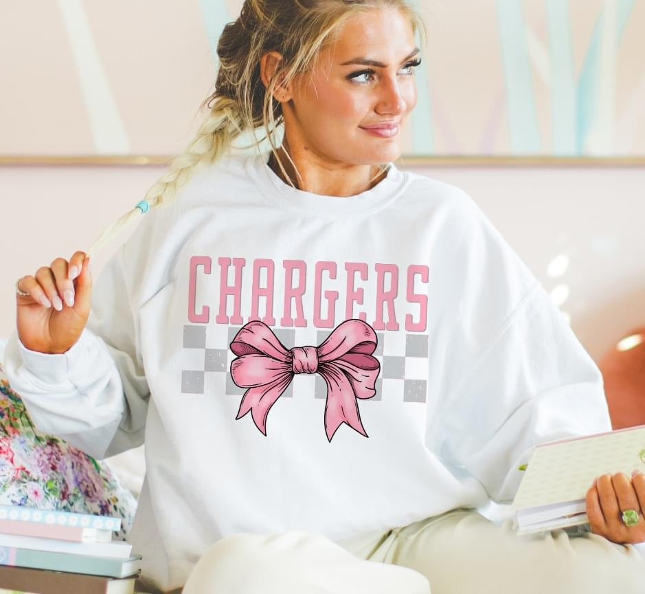 Chargers Conquette Bow DTF Transfer Design