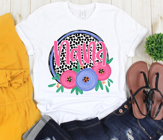 Nana Dot and Floral DTF Transfer Design