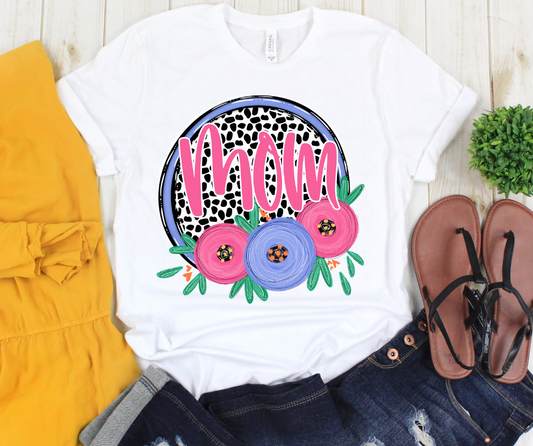 Mom Dot and Floral DTF Transfer Design