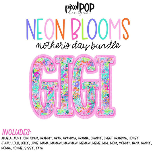 Neon Blooms DTF Transfer Design