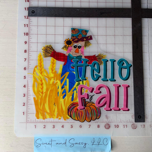 Hello Fall Scarecrow DTF Transfer Design