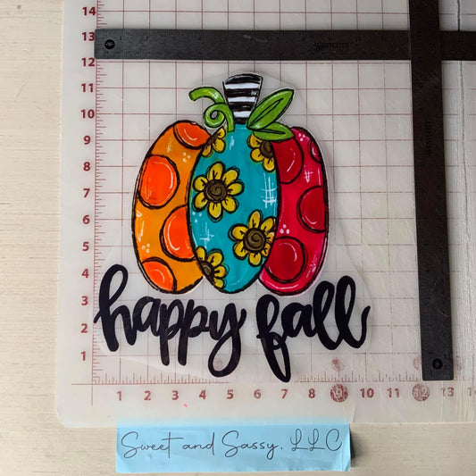 Happy Fall Colorful Pumpkin DTF Transfer Design