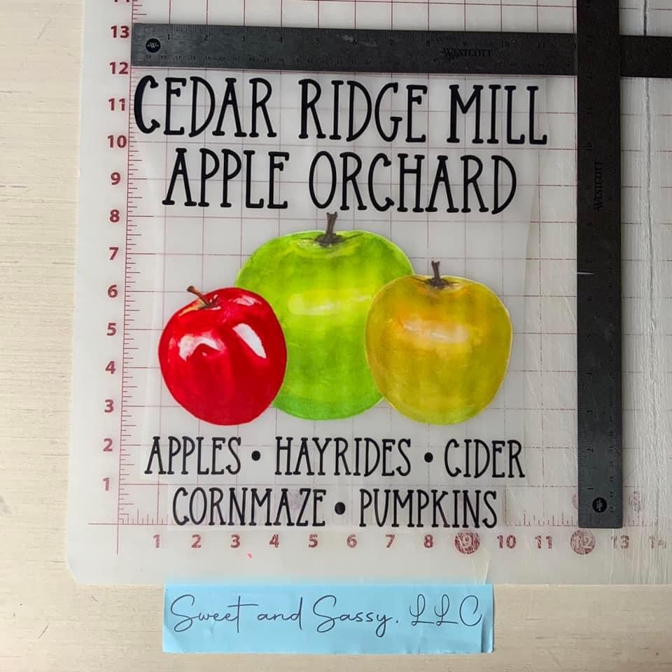 Cedar Ridge Mill Apple Orchard DTF Transfer Design