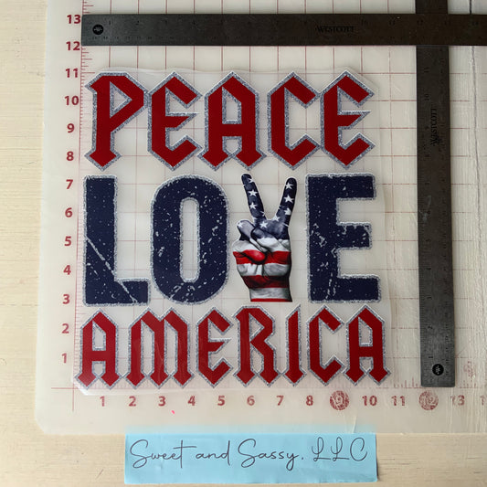 PEACE LOVE AMERICA DTF Transfer Design