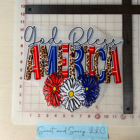 GOD BLESS AMERICA FLOWERS DTF Transfer Design