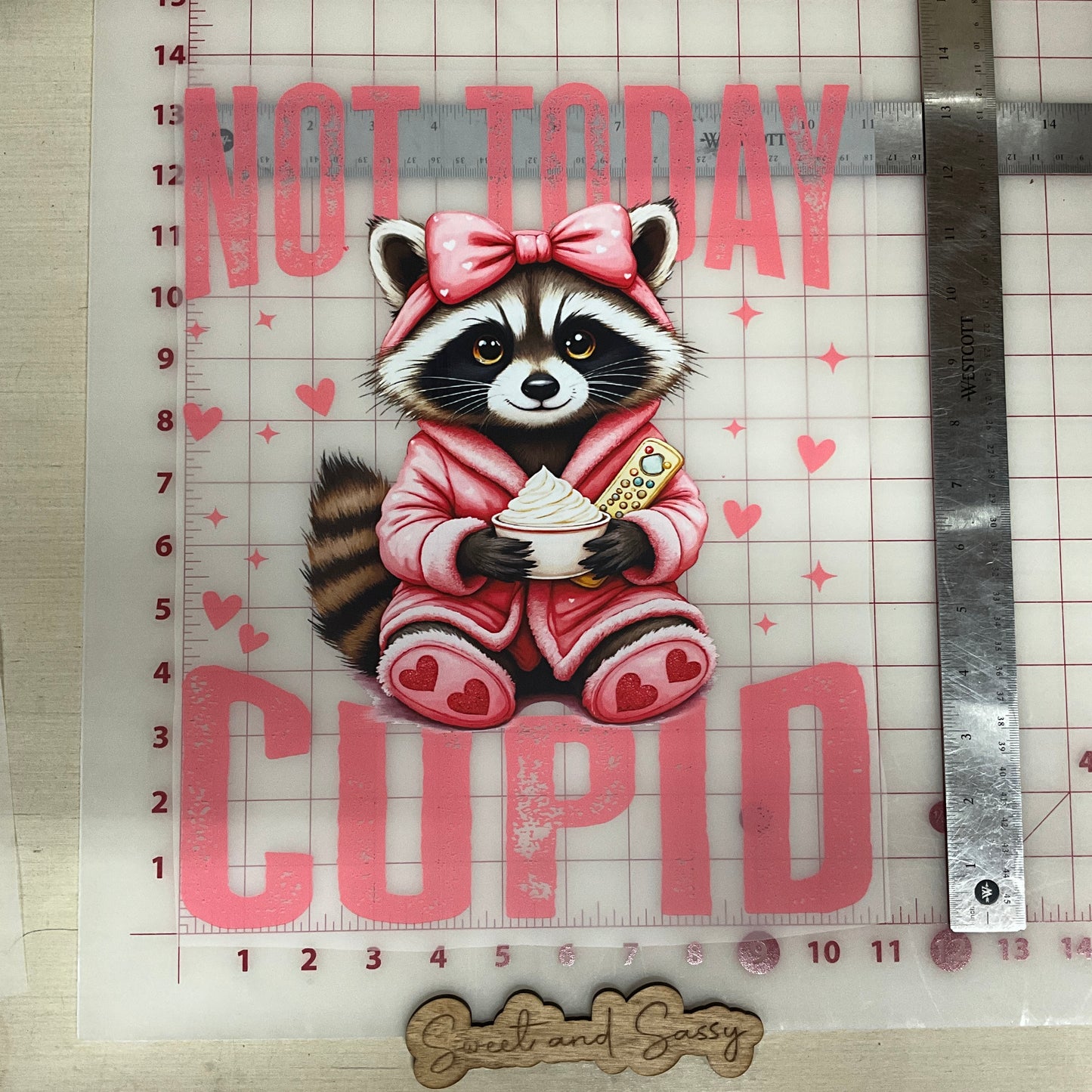 NOT TODAY cupid Racoon DTF Transfer Design