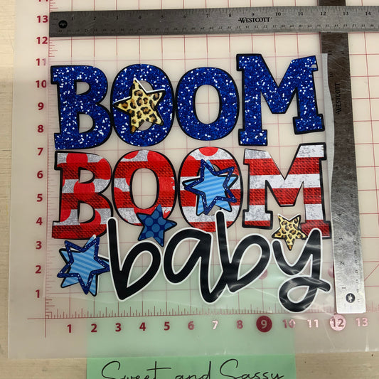 BOOM BOOM BABY DTF Transfer Design