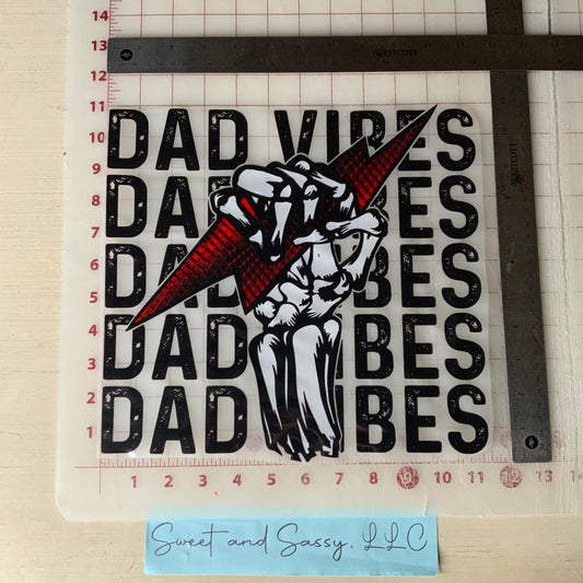 DAD VIBES STACKED BOLT DTF Transfer Design
