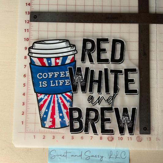 red, white, and brew DTF Transfer Design