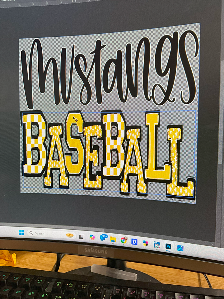 Mascot Team Baseball DTF Transfer Design