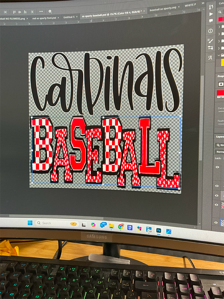 Mascot Team Baseball DTF Transfer Design