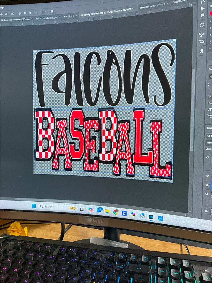 Mascot Team Baseball DTF Transfer Design