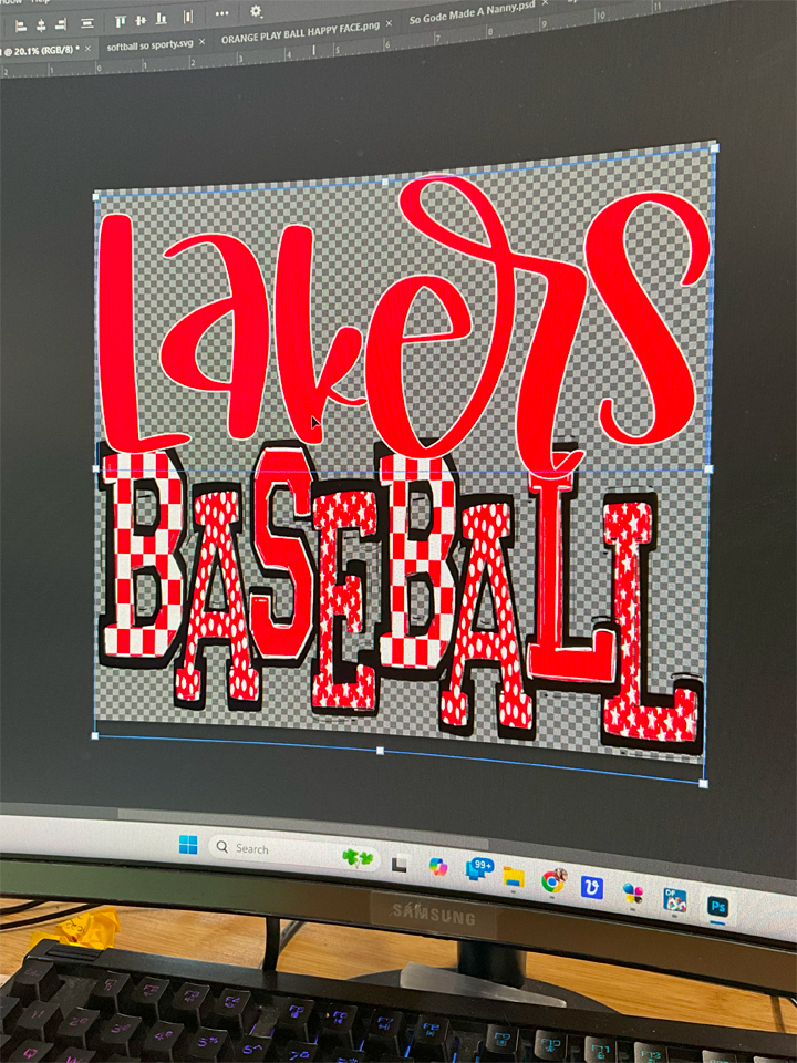Mascot Team Baseball DTF Transfer Design