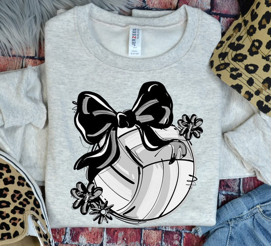 Play Ball Volleyball Team Color Bow DTF Transfer Design