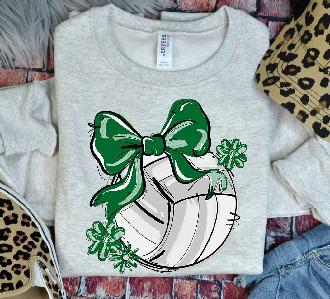 Play Ball Volleyball Team Color Bow DTF Transfer Design