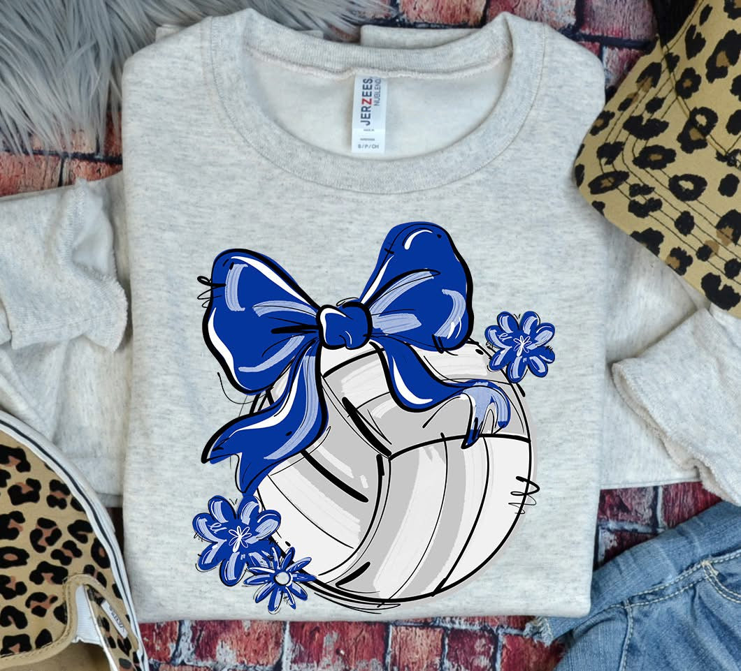 Play Ball Volleyball Team Color Bow DTF Transfer Design
