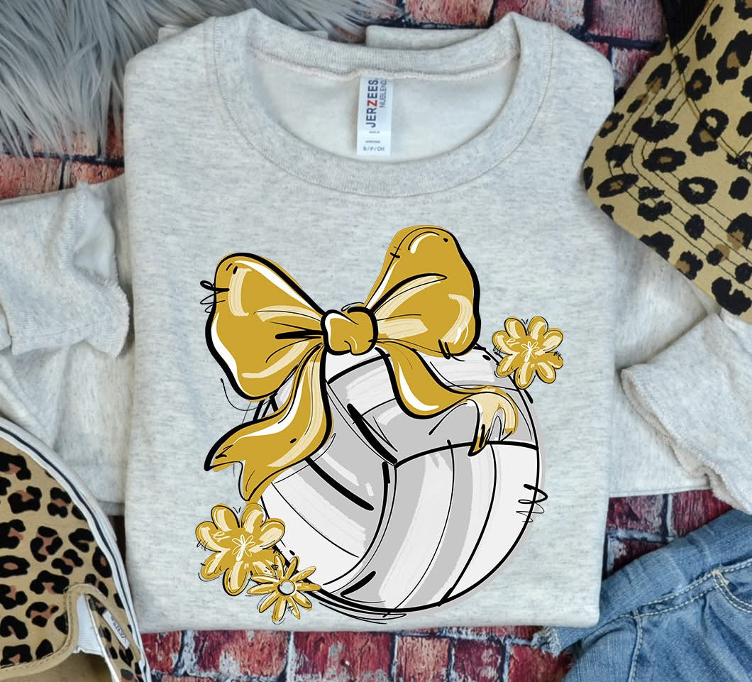 Play Ball Volleyball Team Color Bow DTF Transfer Design