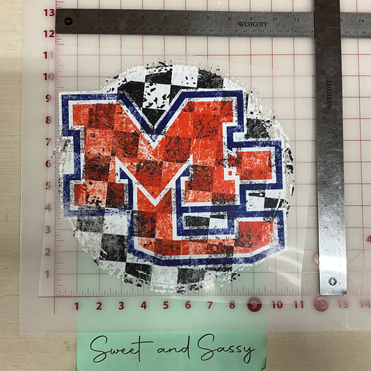 CHECKERED DISTRESSED DTF  MC MARSHALL Transfer Design