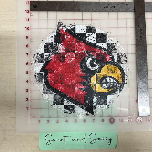 CHECKERED DISTRESSED CARDINAL DTF Transfer Design